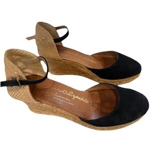 Gaimo Espadrille Wedge Made in Spain Black Suede Closed Toe Sandal US 9 EU 40